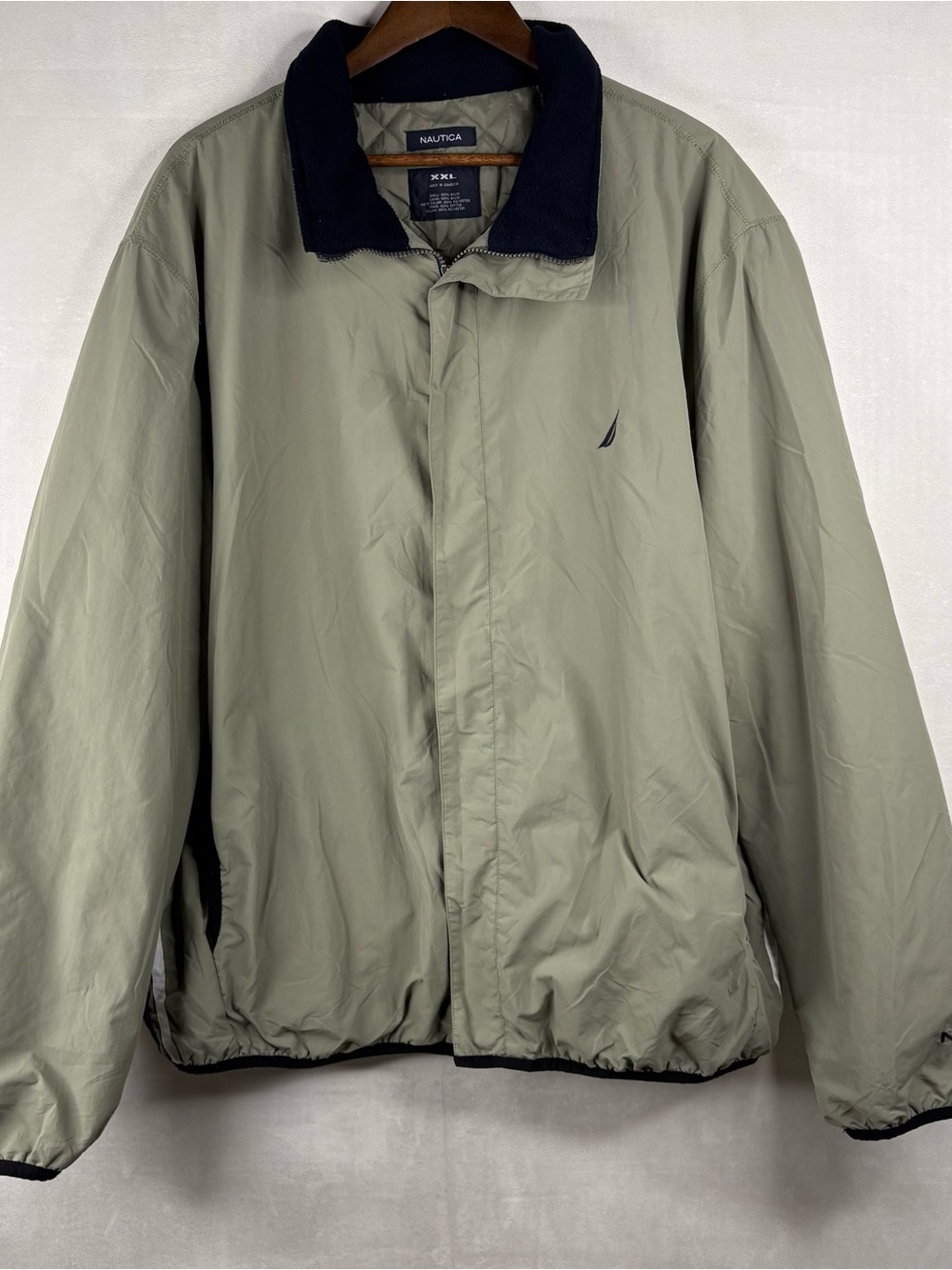 Nautica NX2000 Jacket Mens XXL Green Lightweight Insulated Full Zip Coat Fleece